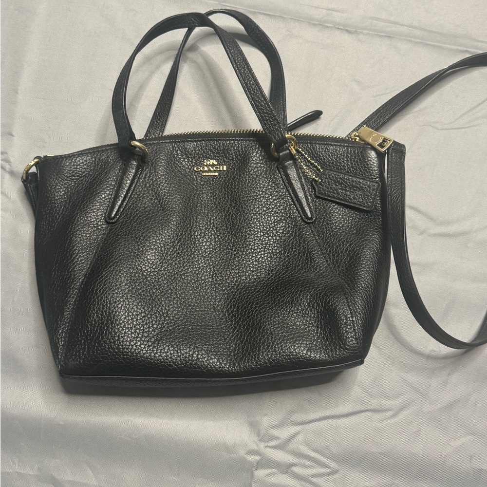 Coach Pebbled Black Leather Shoulder Bag